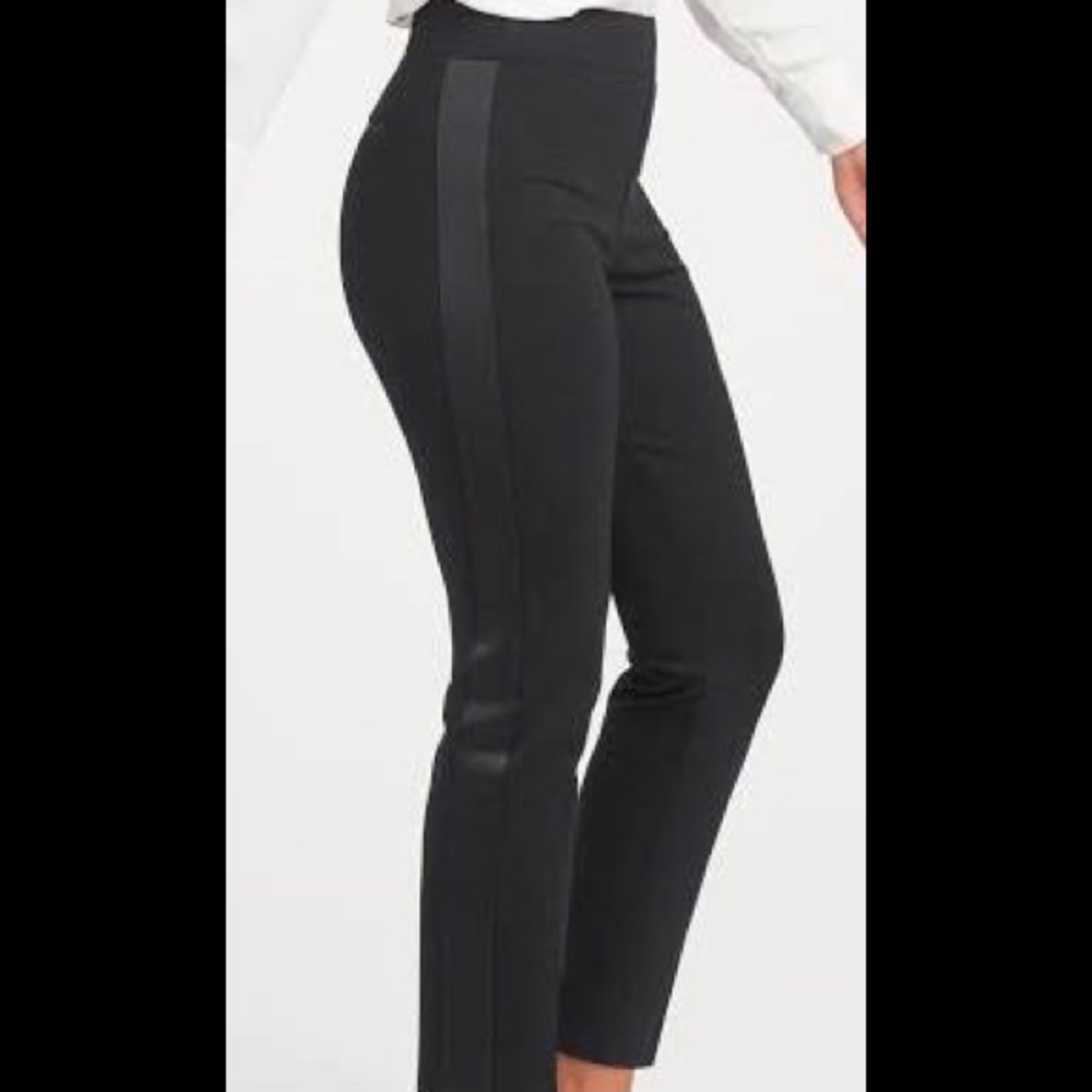 Zara Basic faux leather tuxedo trimmed leggings